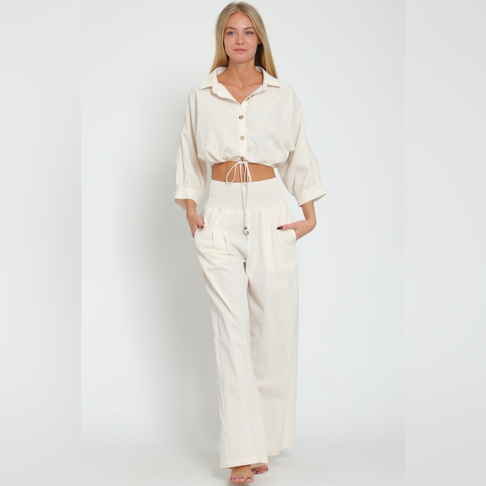 241. Down Top and High Waisted Long Pant Set